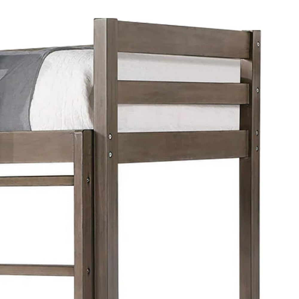 Cally Twin Loft Bed w Workstation Storage & Guardrails | Gray