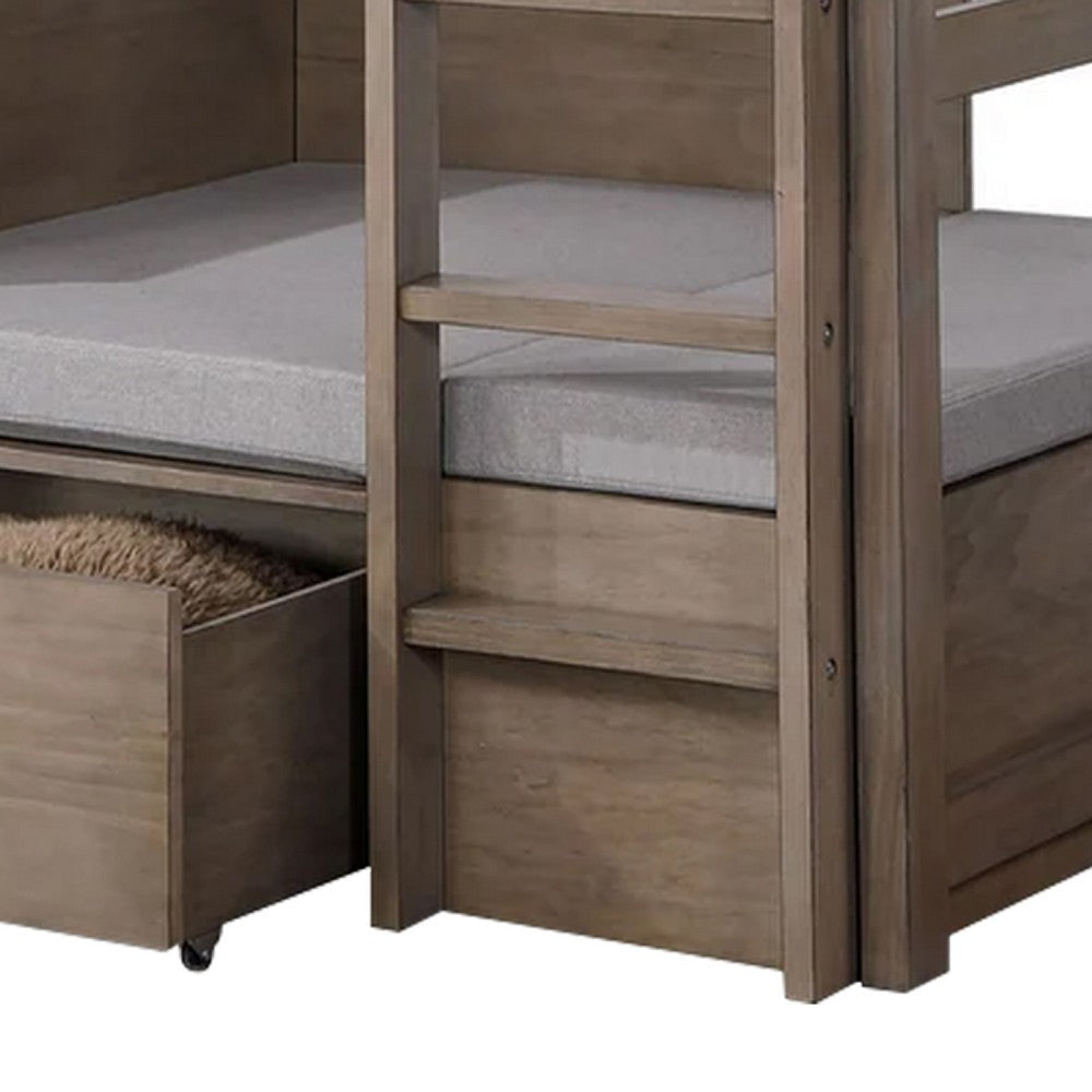 Cally Twin Loft Bed w Workstation Storage & Guardrails | Gray BM342555