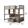 Cally Twin Loft Bed w Workstation Storage & Guardrails | Gray BM342555