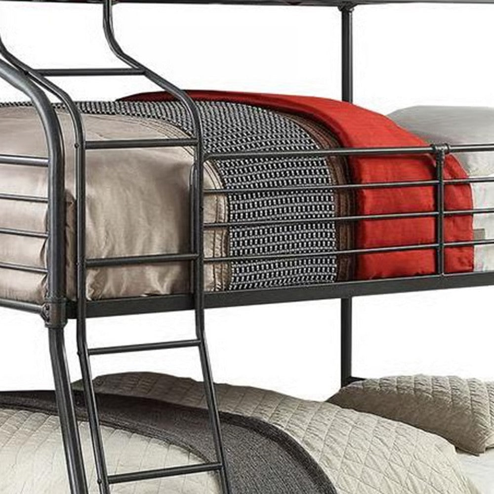 Oggy 3 Tier Twin over Full over Queen Triple Bunk Bed | Black Metal BM342556