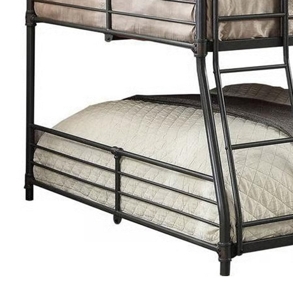 Oggy 3 Tier Twin over Full over Queen Triple Bunk Bed | Black Metal BM342556