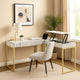 Fredie Corner Desk w Lift-Top USB Port | Gold Frame | Antique White