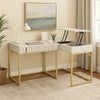 Fredie Corner Desk w Lift-Top USB Port | Gold Frame | Antique White