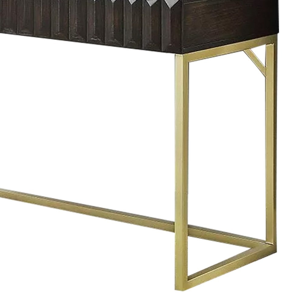 Fredie Corner Desk w Lift-Top USB Port | Gold Frame | Walnut Brown