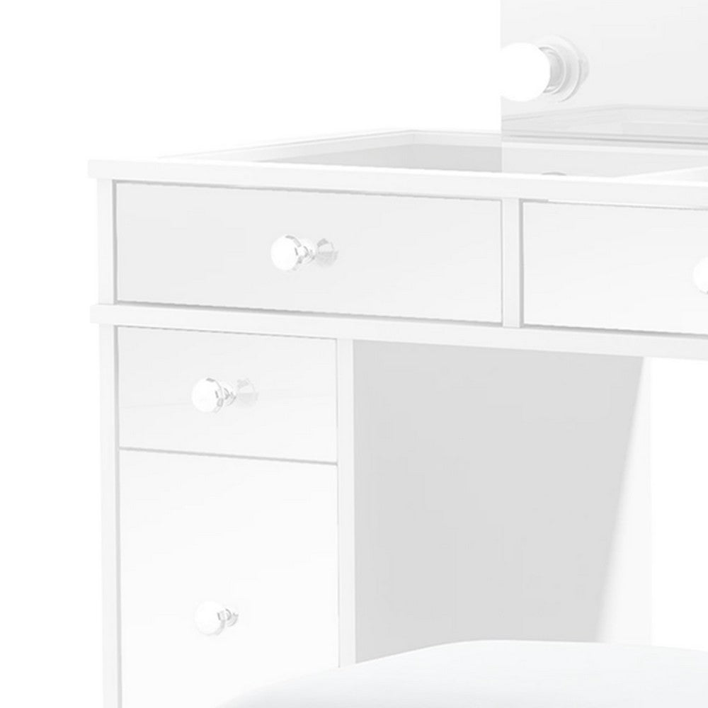 Margo Vanity Set w Lighted Mirror & Padded Stool | White-Gray