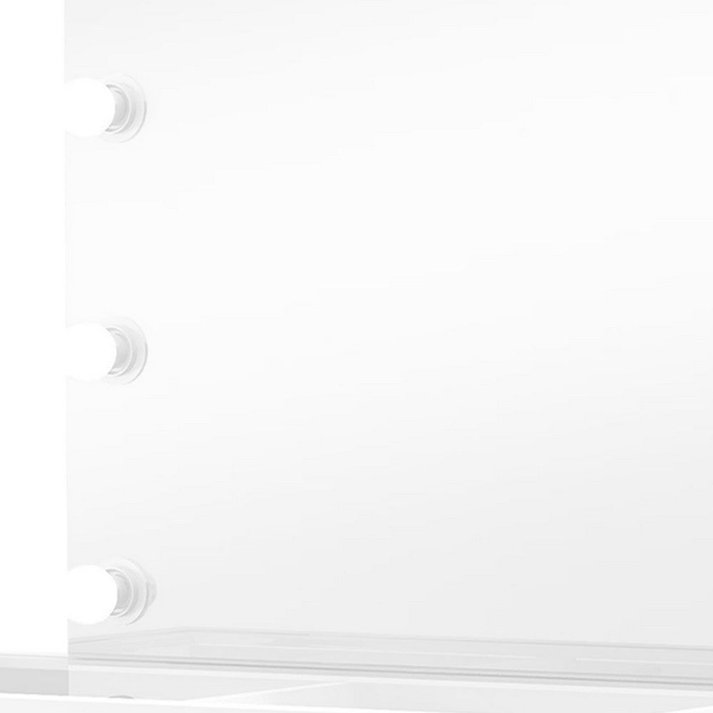 Margo Vanity Set w Lighted Mirror & Padded Stool | White-Gray