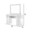 Sheila Vanity Set with Lighted Mirror, Multiple Drawers, White Wood
