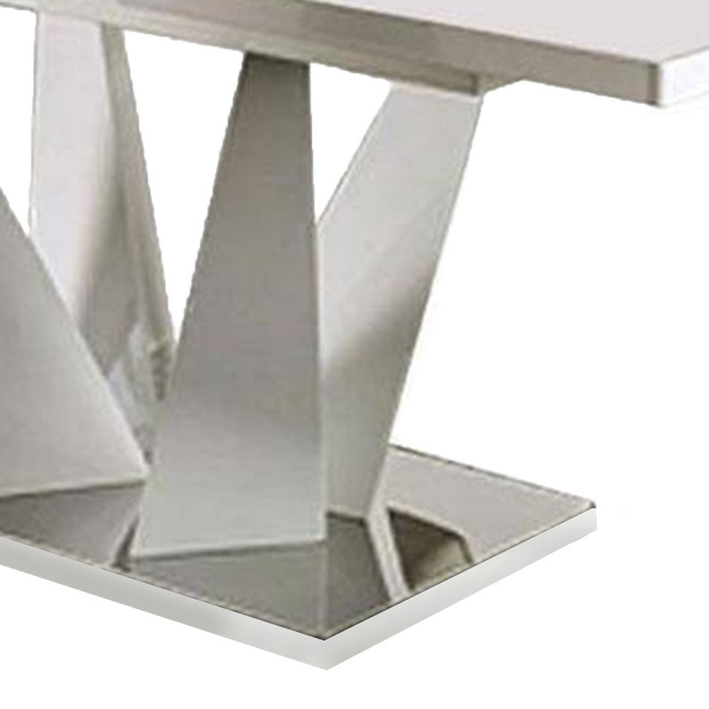 Dian Dining Table | White & Chrome | Extendable Rectangular Top 64-78’’ BM342563