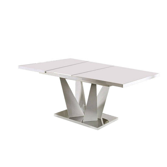 Dian Dining Table | White & Chrome | Extendable Rectangular Top 64-78"