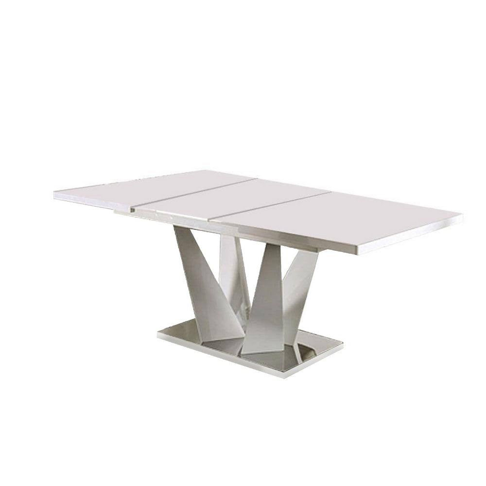 Dian Dining Table | White & Chrome | Extendable Rectangular Top 64-78"