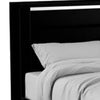 Cari King Size Bed w LED Lit Bookcase Shelf | Black & Chrome | Solid Wood BM342564