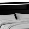 Cari King Size Bed w LED Lit Bookcase Shelf | Black & Chrome | Solid Wood BM342564