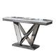 Vily Sofa Console Table | Beveled Faux Marble | Chrome Steel V-Base