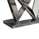 Vily Sofa Console Table | Beveled Faux Marble | Chrome Steel V-Base