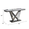 Vily Sofa Console Table | Beveled Faux Marble | Chrome Steel V-Base
