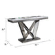 Vily Sofa Console Table | Beveled Faux Marble | Chrome Steel V-Base