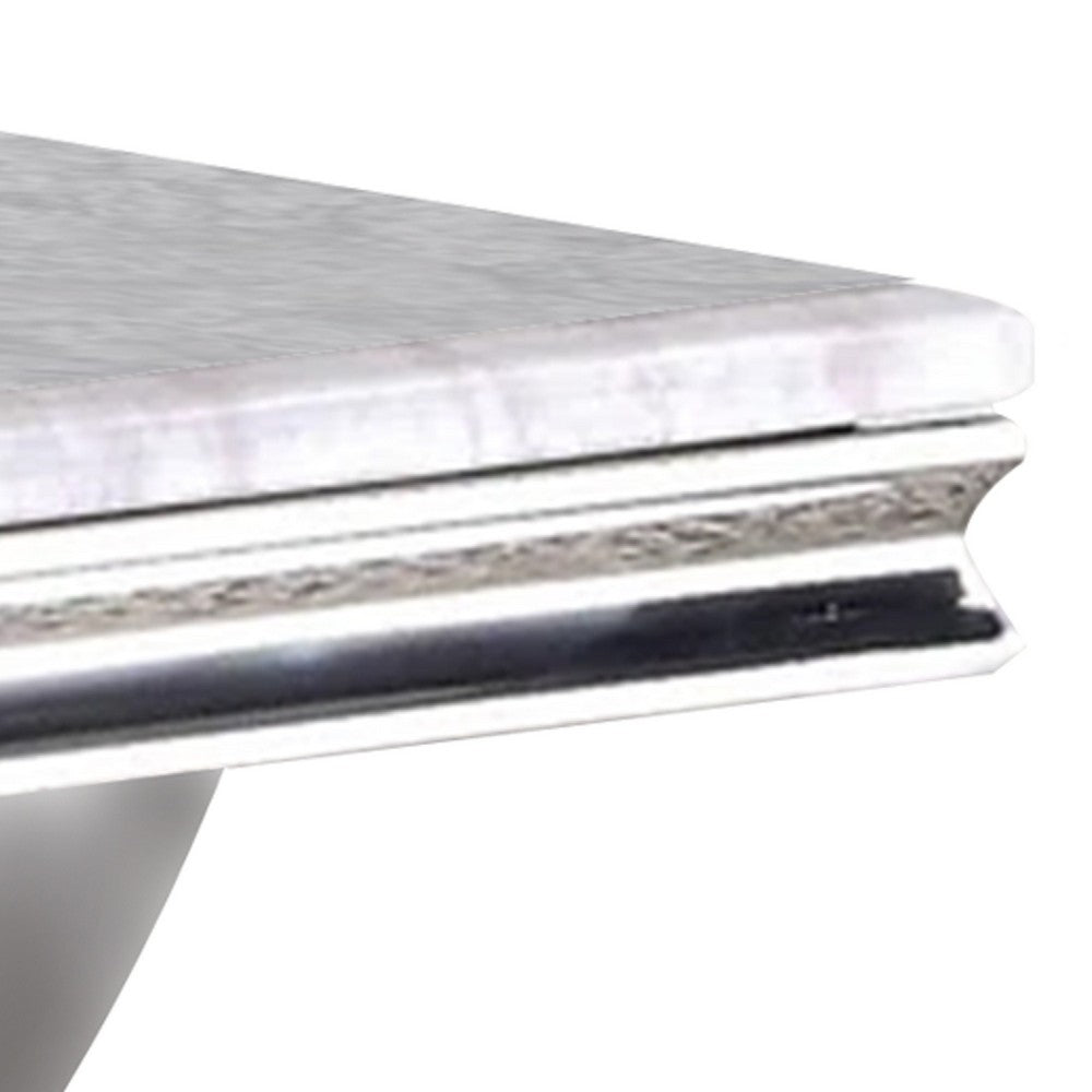 Wety Coffee Table |White Faux Marble Top | Chrome Pedestal Base | 51"