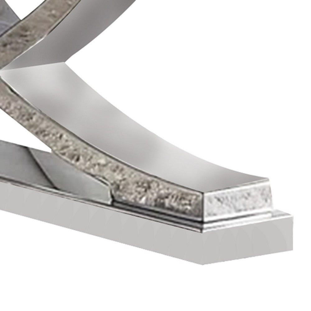 Wety Coffee Table |White Faux Marble Top | Chrome Pedestal Base | 51"