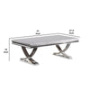 Wety Coffee Table |White Faux Marble Top | Chrome Pedestal Base | 51"
