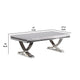 Wety Coffee Table |White Faux Marble Top | Chrome Pedestal Base | 51"