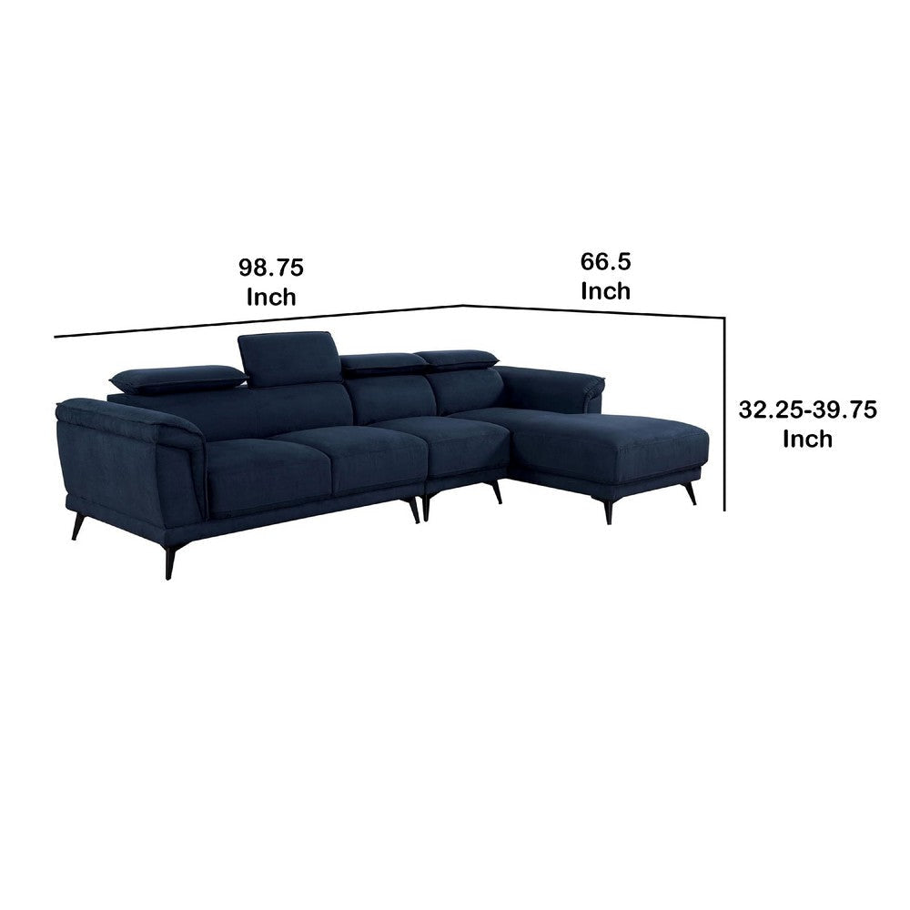 Panie Sectional Sofa | Adjustable Headrests | Navy Blue | 99’’ BM342572