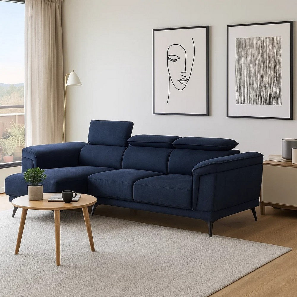 Panie Sectional Sofa | Adjustable Headrests | Navy Blue | 99"