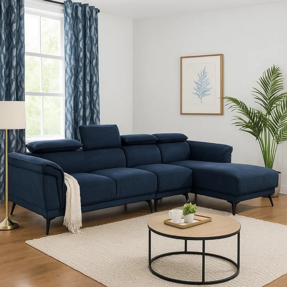 Panie Sectional Sofa | Adjustable Headrests | Navy Blue | 99"