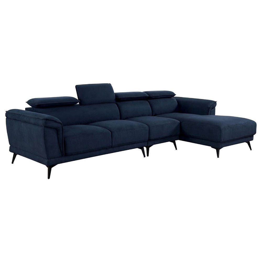 Panie Sectional Sofa | Adjustable Headrests | Navy Blue | 99"