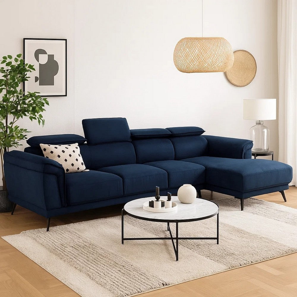 Panie Sectional Sofa | Adjustable Headrests | Navy Blue | 125"