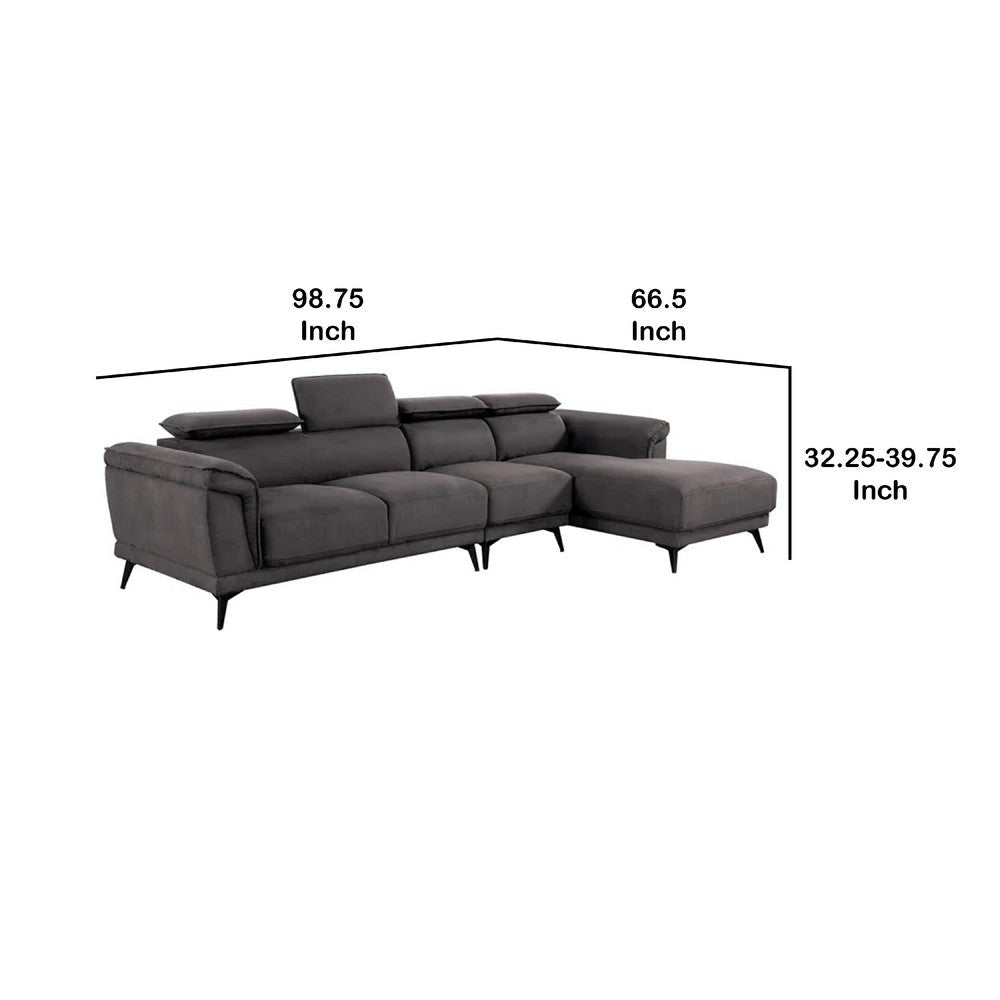 Panie Sectional Sofa | Adjustable Headrests | Right Chaise | Gray Fabric | 99’’ BM342574