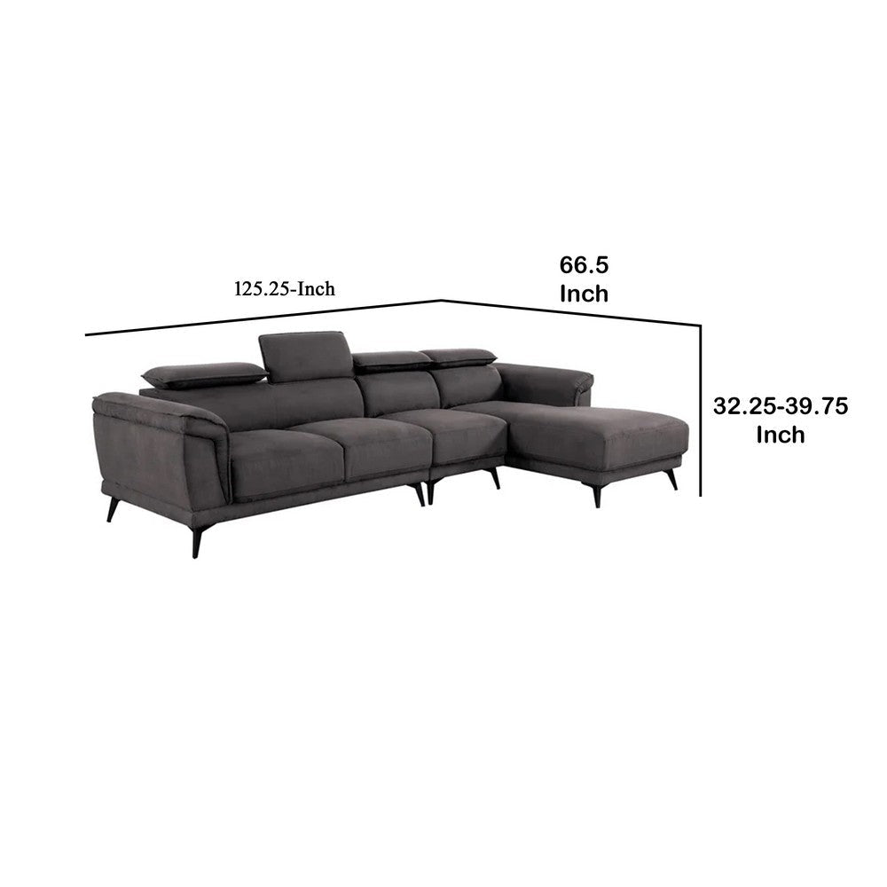 Panie Sectional Sofa | Adjustable Headrests | Gray Fabric | 125’’ BM342575