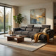 Panie Sectional Sofa | Adjustable Headrests | Gray Fabric | 125"