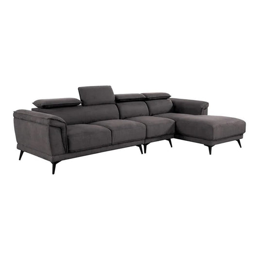 Panie Sectional Sofa | Adjustable Headrests | Gray Fabric | 125"