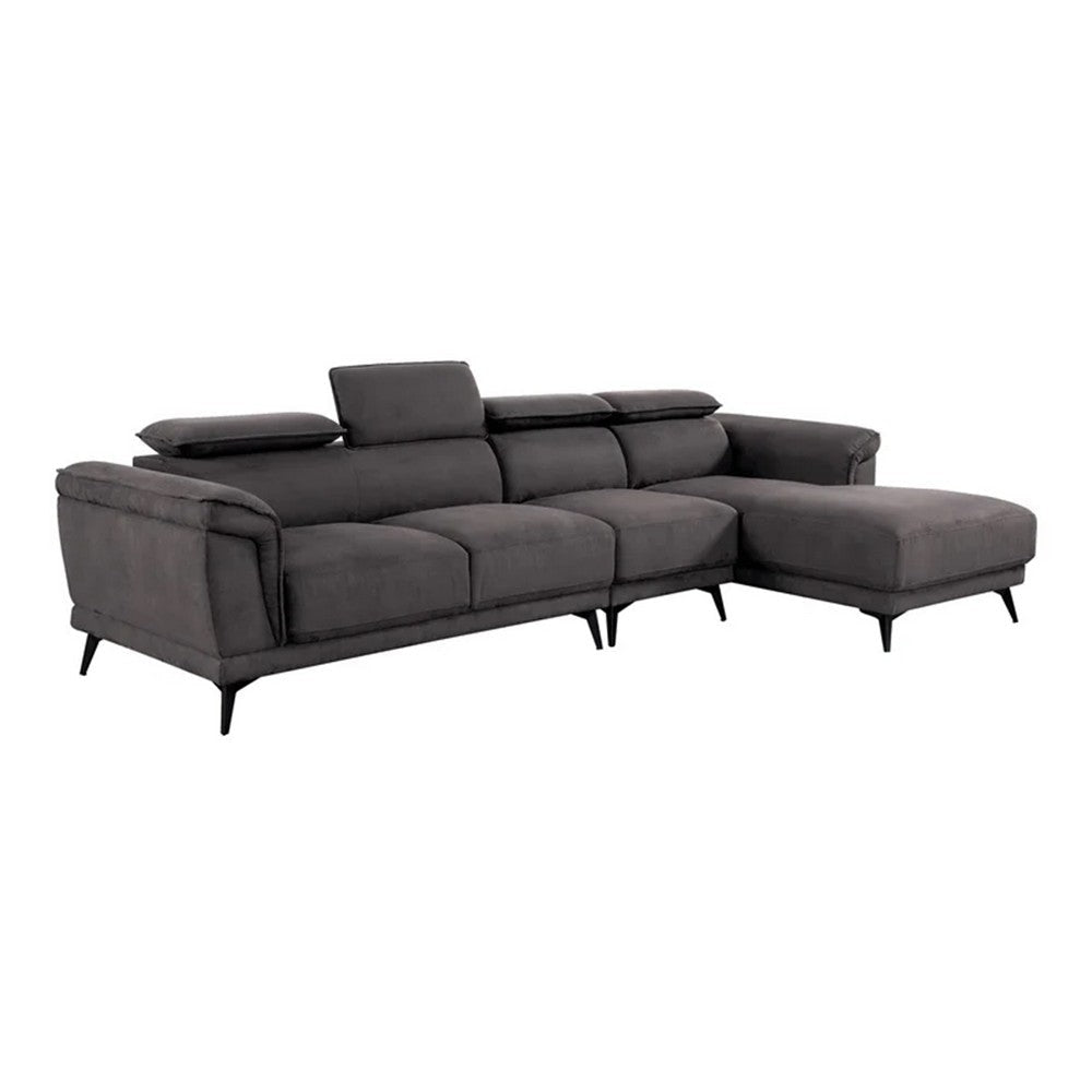 Panie Sectional Sofa | Adjustable Headrests | Gray Fabric | 125"