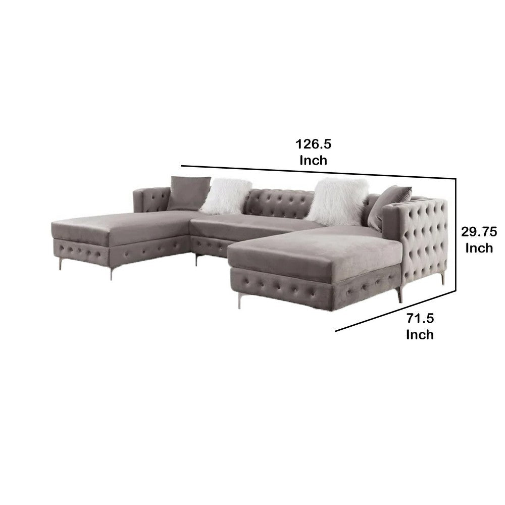 Ciaba Modern Sectional Sofa | Double Chaise | Gray Flannelette | 127’’ BM342576