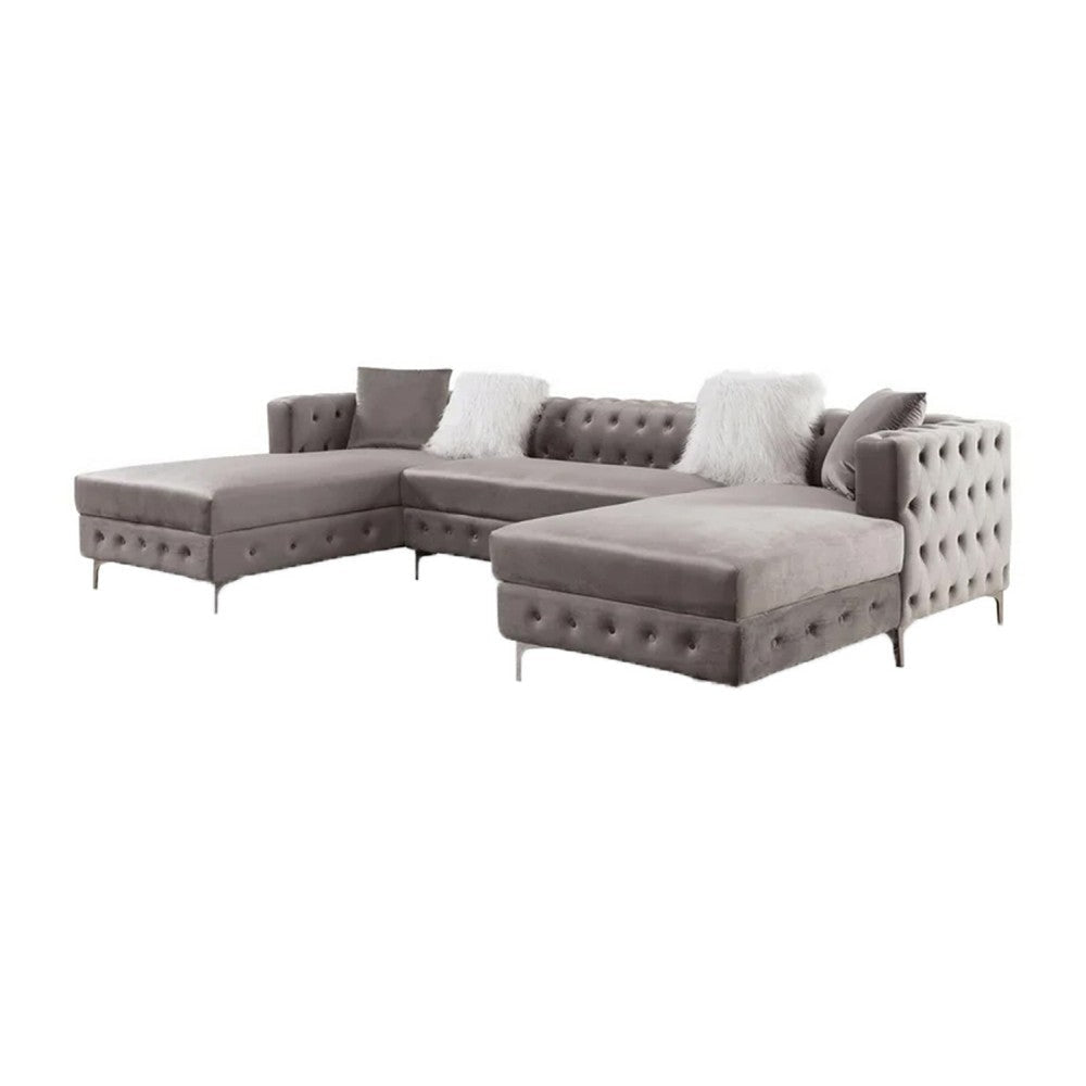 Ciaba Modern Sectional Sofa | Double Chaise | Gray Flannelette | 127" 