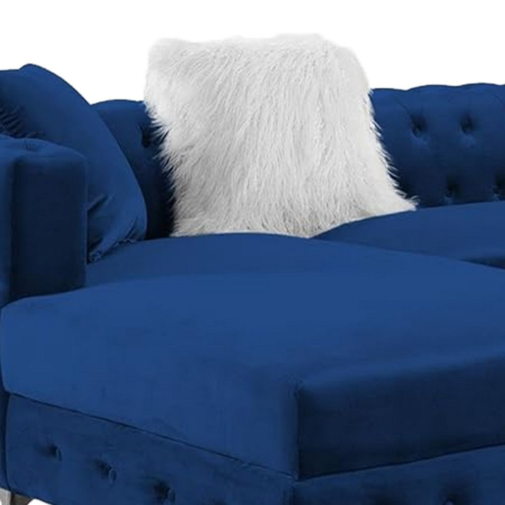 Ciaba Modern Sectional Sofa w Double Chaise | Navy Blue Flannelette | 127’’ BM342577