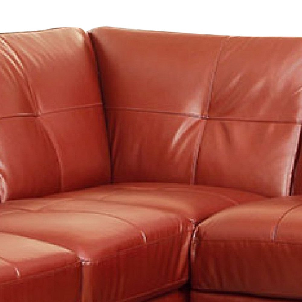 Penie Sectional Sofa | Flared Arms | Red Tufted Faux Leather | 104’’ BM342578