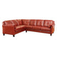 Penie Sectional Sofa | Flared Arms | Red Tufted Faux Leather | 104"