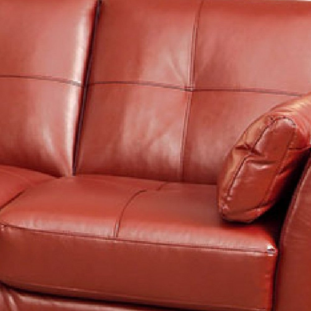 Penie Sectional Sofa | Flared Arms | Red Tufted Faux Leather | 104’’ BM342578