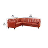 Penie Sectional Sofa | Flared Arms | Red Tufted Faux Leather | 104’’ BM342578