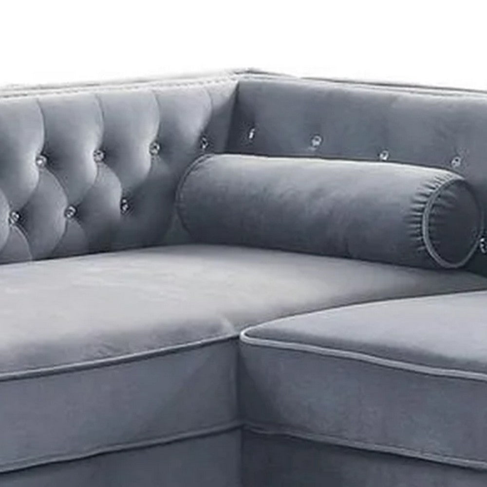Amna Sectional Sofa | Storage Chaise | Gray Tufted Flannelette | 108’’ BM342580