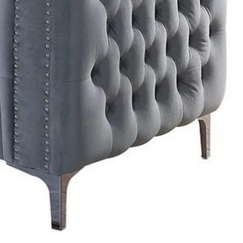 Amna Sectional Sofa | Storage Chaise | Gray Tufted Flannelette | 108’’ BM342580