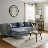 Amna Sectional Sofa | Storage Chaise | Gray Tufted Flannelette | 108"
