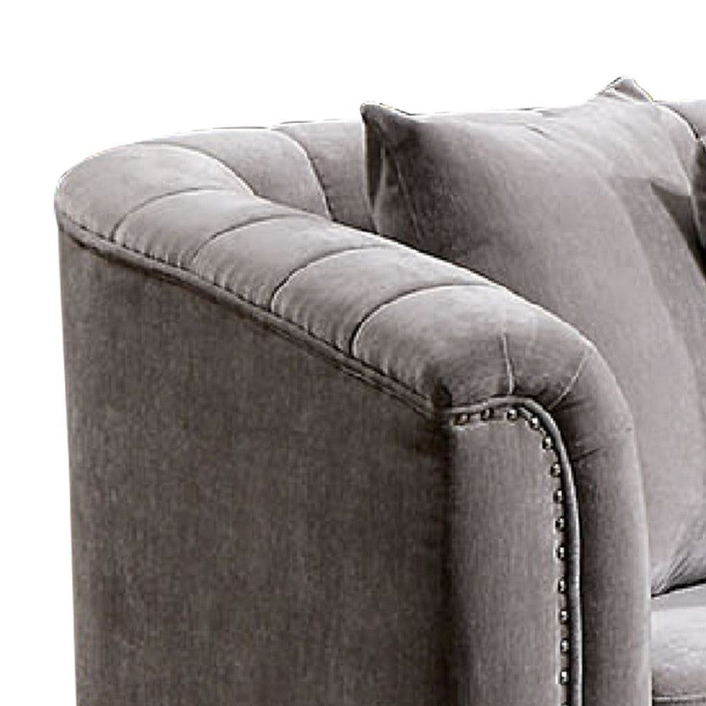 Willy L-Shaped Sectional | 4 Pillows | Gray Tufted Chenille | 99’’ BM342582
