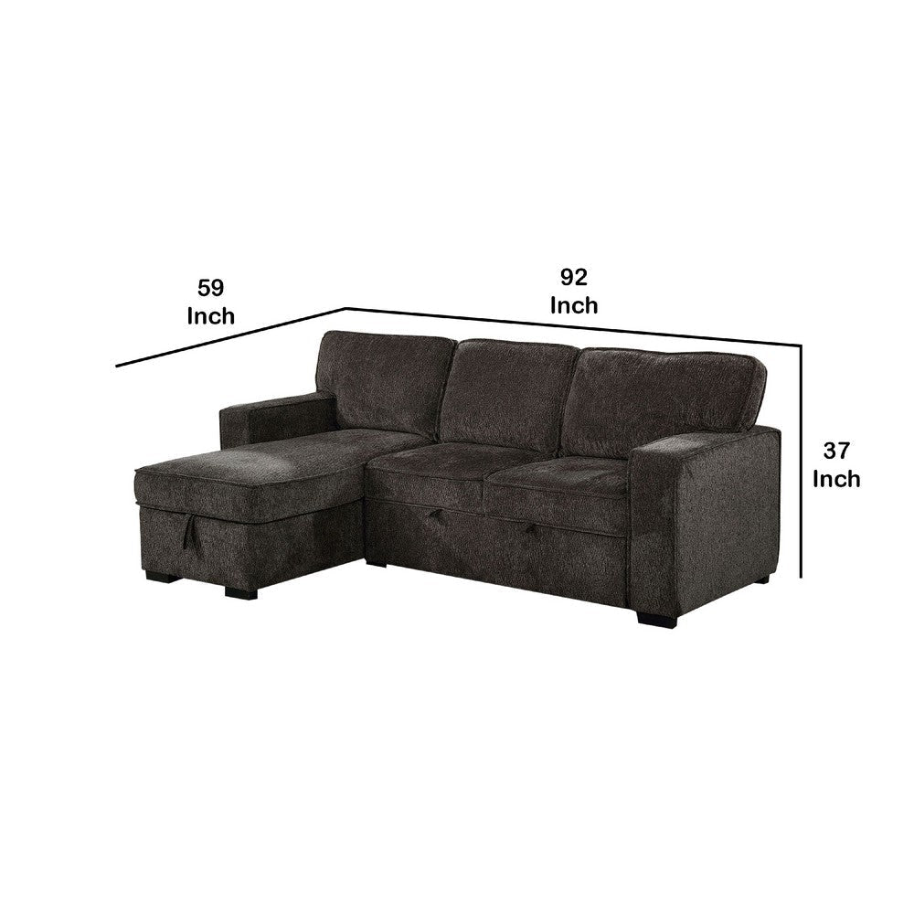 Iris Sectional Sofa Pullout Sleeper | Storage Chaise | Dark Gray | 93’’ BM342583