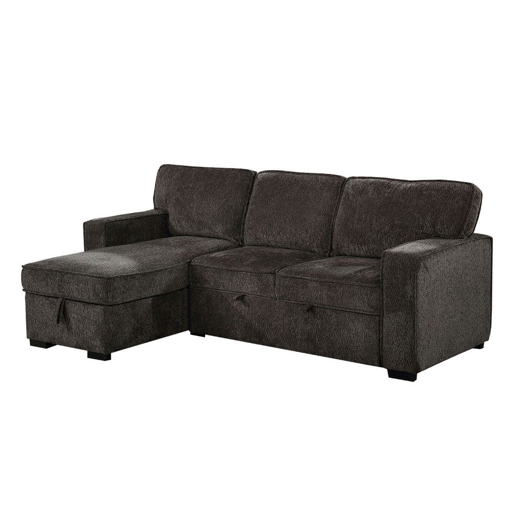 Iris Sectional Sofa Pullout Sleeper | Storage Chaise | Dark Gray | 93"