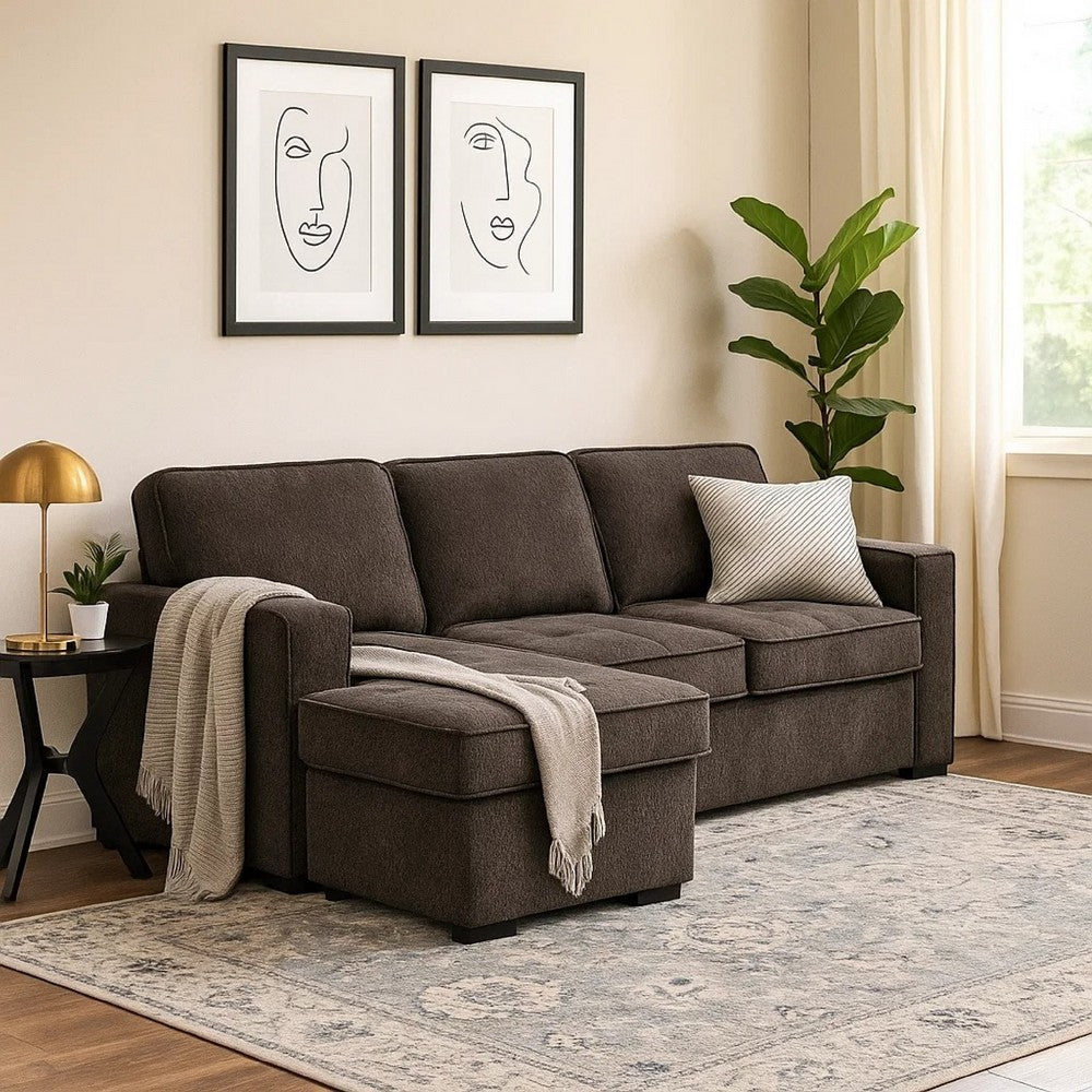 Iris Sectional Sofa Pullout Sleeper | Storage Chaise | Dark Gray | 93"