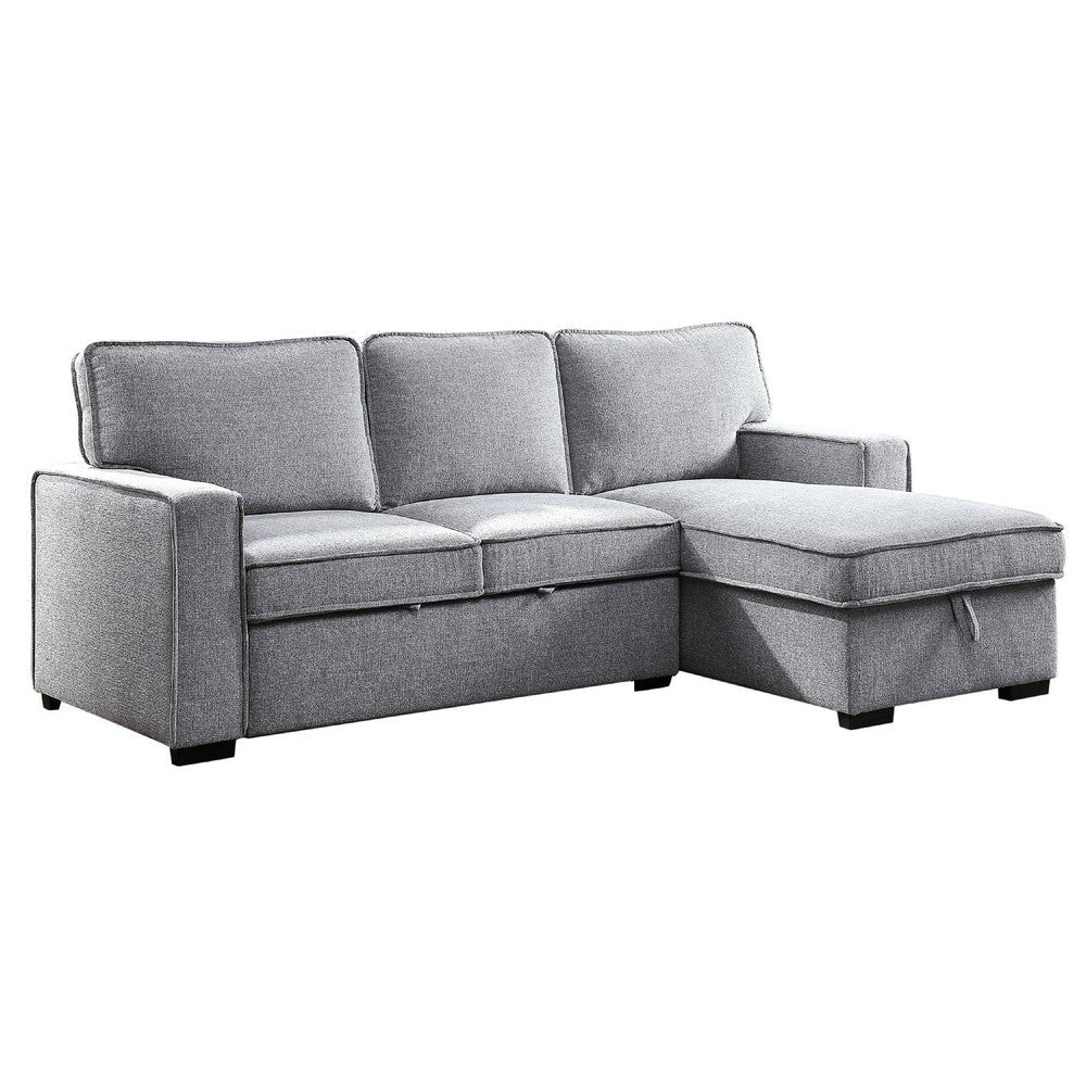 Iris Sectional Sofa | Pull Out Sleeper | Storage Chaise | Gray | 93"
