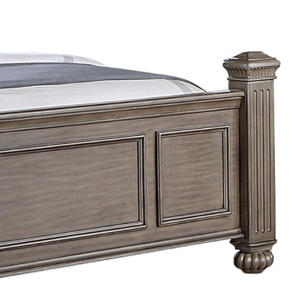 Recus California King Bed | Carved Floral Details | Arched Headboard | Gray BM342586